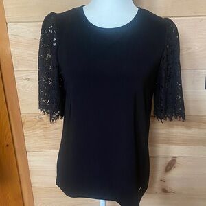 Anne Klein NWOT Black Lace Sleeve Blouse
